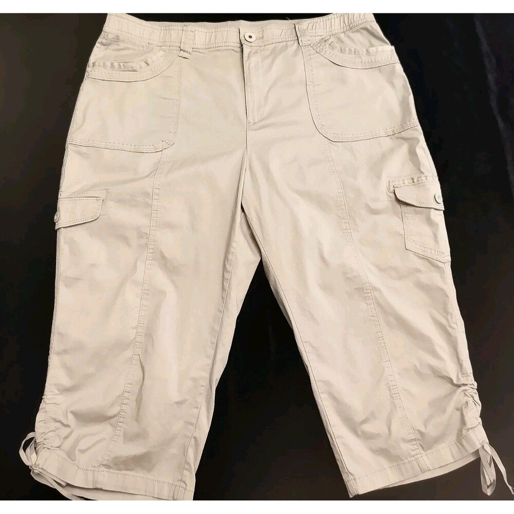 EST. 1946 Size16 Utility Women's  Cotton Cargo Capri Drawstring Khaky